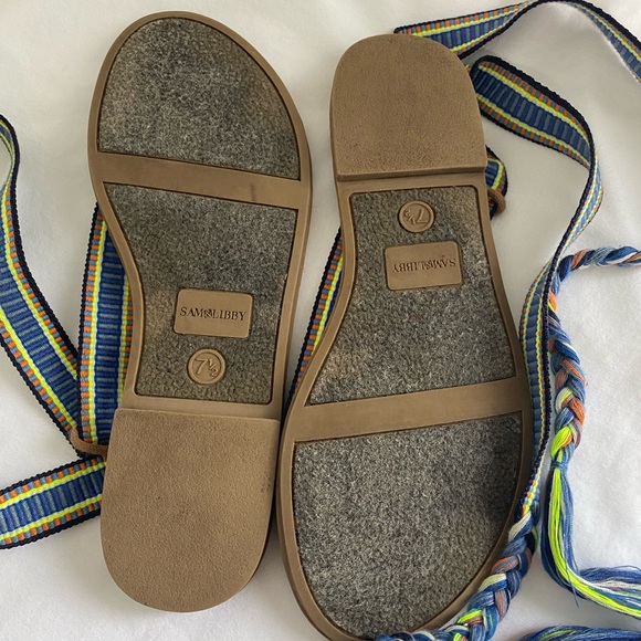 SAM&LIBBY Minimalist Multicolor Braided Wrap Strap Gladiator Flat Sandals Sz 7.5 - Picture 9 of 11